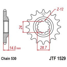 JT zębatka przednia 2077 17 kawasaki zrx 1100/1200 '97-06 (207717JT) (łańc. 530)