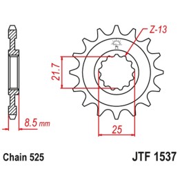 JT zębatka przednia 2137 19 kawasaki ZX10R '04-'18 (213719JT) (łańc. 525)