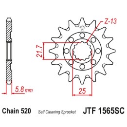 JT zębatka przednia 2141 14 kawasaki kxf 450 '06-20' klx 450 '08-20' samoczyszcząca (214114JT) (łańc. 520)
