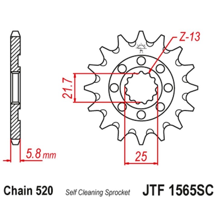 JT zębatka przednia 2141 14 kawasaki kxf 450 '06-20' klx 450 '08-20' samoczyszcząca (214114JT) (łańc. 520)