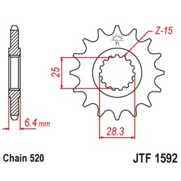 JT zębatka przednia 2168 16 yamaha yfz 450/YFM 700 raptor '06-'19 (216816JT) (łańc. 520)