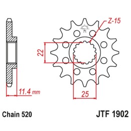 JT zębatka przednia 1252 12 ktm LC4 400/600/620/640/690 (125212JT) (łańc. 520)