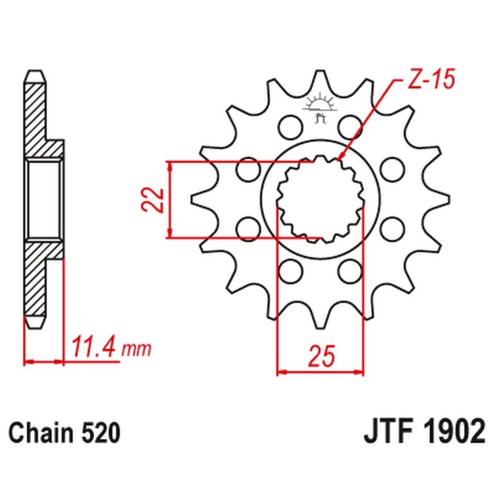 JT zębatka przednia 1252 12 ktm LC4 400/600/620/640/690 (125212JT) (łańc. 520)