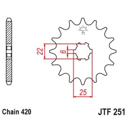 JT zębatka przednia 255 16 honda nsr/mtx 50 (25516JT) (łańc. 420)
