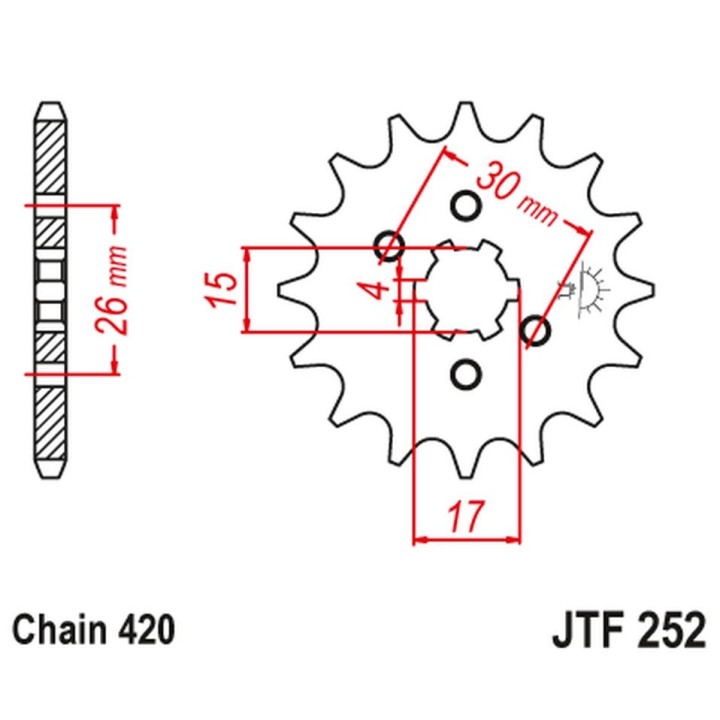 JT zębatka przednia 261 15 honda mbx/mtx 50 (26115JT) (łańc. 420)