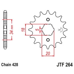JT zębatka przednia 264 17 kymco hipster, stryker, zing (26417JT) (łańc. 428)