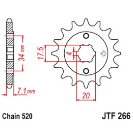 JT zębatka przednia 266 14 honda cr 125 '79-'85 (26614JT) (łańc. 520)