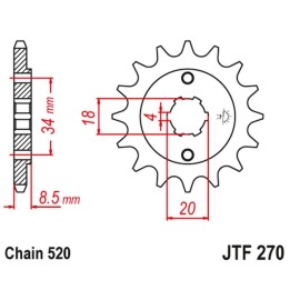 JT zębatka przednia 2046 14 honda ca 125 '95-01', cb/cbx/cm/cmx 250 '83-16' (204614JT) (łańc. 520)