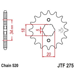 JT zębatka przednia 275 15 honda cb 175 '74-76', xl 175 '77', cb 200 t '74-79' (27515JT) (łańc. 520)