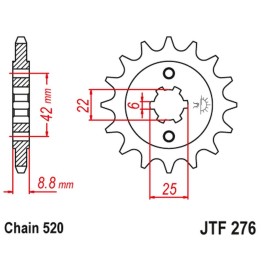 JT zębatka przednia 276 15 honda cb 400N '81-'83 (27615JT) (łańc. 520)