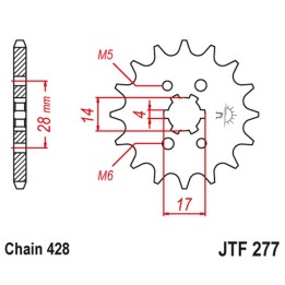 JT zębatka przednia 2118 13 honda trx 90 '93-19', crf 125 '14-21', derbi senda/mulhacen/terra '07-14' (211813JT) (łańc. 428)