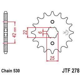 JT zębatka przednia 278 14 honda cb 400N '79-'80 (27814JT) (łańc. 530)