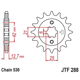JT zębatka przednia 288 18 honda cb 550F/K '75-'80, cbf 750 K1-K6 '71'76 (28818JT) (łańc. 530)