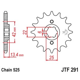 JT zębatka przednia 291 17 honda cb 450S '86-'89 (29117JT) (łańc. 525)