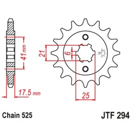 JT zębatka przednia 284 14 honda xbr 500 '87-'91 (28414JT) (łańc. 525) (-1)