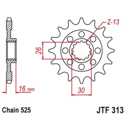 JT zębatka przednia 344 16 honda vfr 750 r '88-92' (RC30) (34416JT) (łańc. 525) na zamówienie