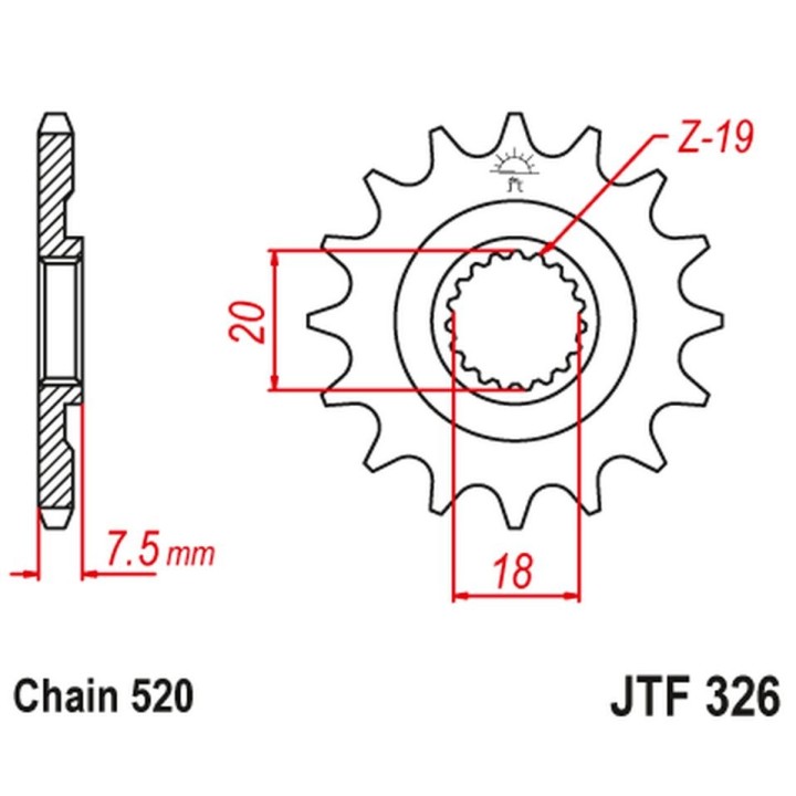 JT zębatka przednia 340 14 honda cr 125 '87-'03 (34014JT) (łańc. 520)