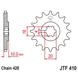 JT zębatka przednia 799 16 suzuki gz 125 '98-'11 (-1), gn 125, vl 125 intruder (79916JT) (łańc. 428)