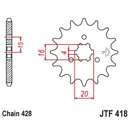 JT zębatka przednia 416 14 kawasaki kx 125 '77-79', kc/ke/kh/ks/ke/km 90/100/125/175 '77-98' (41614JT) (łańc. 428)