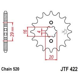 JT zębatka przednia 514 15 kawasaki kx 125 '84-'93 (51415JT) (łańc. 520) na zamówienie