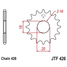 JT zębatka przednia 426 11 suzuki gn 125 '92-'00, gs 125 '79-'00 (42611JT) (łańc. 428) na zamówienie