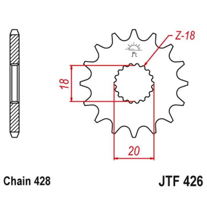 JT zębatka przednia 426 11 suzuki gn 125 '92-'00, gs 125 '79-'00 (42611JT) (łańc. 428) na zamówienie