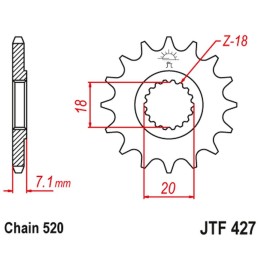 JT zębatka przednia 432 11 suzuki rm 125 '92-'07, rmz 250 '10-'12 (43211JT) (łańc. 520)