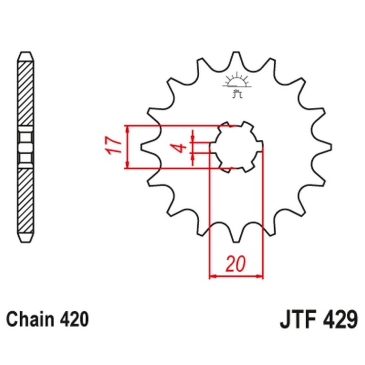 JT zębatka przednia 249 12 suzuki rm 50 '81-'82 (24912JT) (łańc. 420)