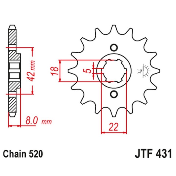 JT zębatka przednia 431 11 suzuki pe 250 '78-'82, rm 250 '79-'81, rm 400 '78-'80 (43111JT) (łańc. 520)
