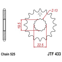 JT zębatka przednia 433 16 suzuki gsf/gsx/rf 400 '86-94', ts/tm 250 '71-83' (łańc. 525) (43316JT)
