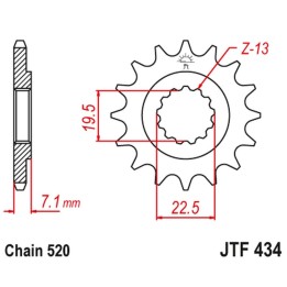 JT zębatka przednia 434 13 suzuki dr 250 '82-'87, gz 250, gn 250 (łańc. 520) (43413JT)