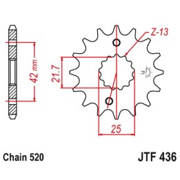 JT zębatka przednia 438 14 suzuki gsx 400 f '81-'86, rg 250 gamma '83-'88 (43814JT) (łańc. 520) - może zastąpić JTF565.14