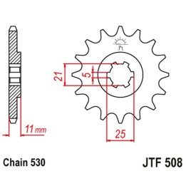 JT zębatka przednia 722 15 cagiva 350 ala rossa '83-84' kawasaki KH400/500 '72-77' (72215JT) (łańc. 530) na zamówienie