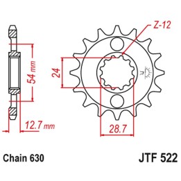 JT zębatka przednia 522 14 kawasaki z 1000 '81-83', gpz 1100 '81-82' z 1100 '84-86' (52214JT) (łańc. 630) na zamówienie