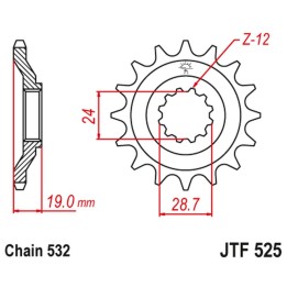 JT zębatka przednia 529 17 kawasaki zx 10 B1-B3 tomcat '88-90' (52917JT) (łańc. 532)