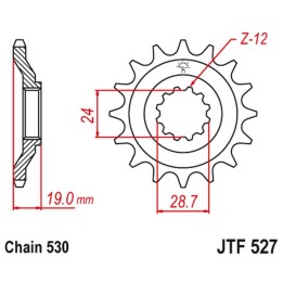 JT zębatka przednia 532 17 kawasaki ZX10 '88-90' (zx 1000 B1-B3) (53217JT) (łańc. 530)