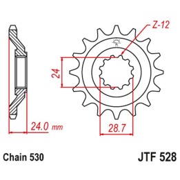 JT zębatka przednia 530 17 kawasaki zz-r 1100 '90-92'(JTF528.17JT) (łańc. 530)