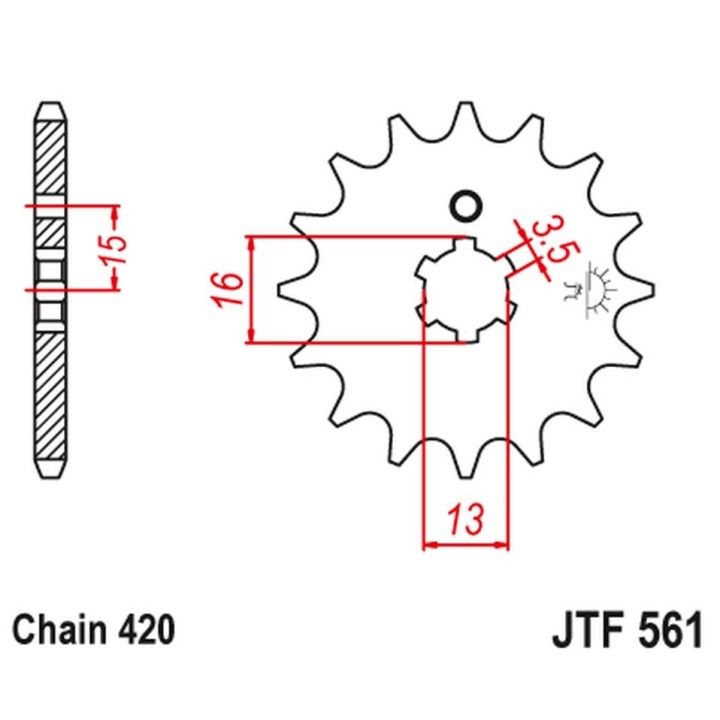 JT zębatka przednia 415 15 yamaha rd 80 MX '81-82' (41515JT) (łańc. 420)