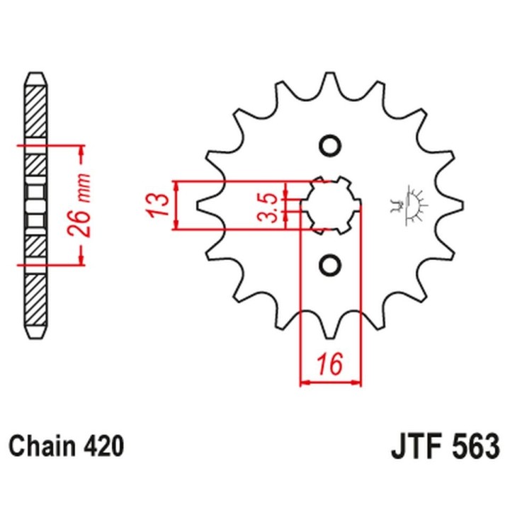 JT zębatka przednia 415 17 suzuki ts 50, yamaha dt 50MX (41517JT) (łańc. 420)