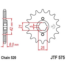 JT zębatka przednia 575 14 yamaha xt 600 '83-'86, TT600, XT550 (57514JT) (łańc. 520)