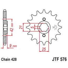 JT zębatka przednia 576 19 yamaha xt 350 '85-00' (57619JT) (łańc. 428)