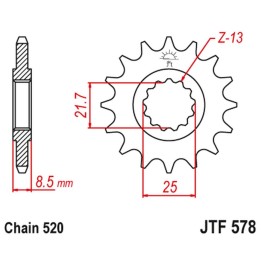 JT zębatka przednia 585 14 kawasaki ZX-6R/RR '07-17, yamaha xtz 750 '90-'98 (58514JT) (łańc. 520) (-2)