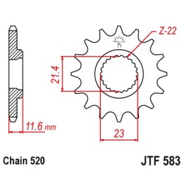 JT zębatka przednia 2051 14 yamaha tt 250 '93-04' (205114JT) (łańc. 520)