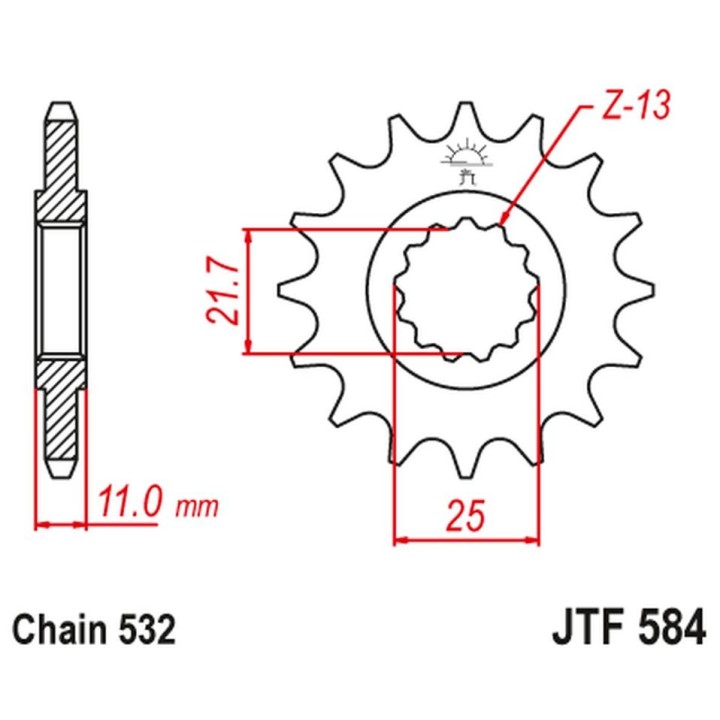 JT zębatka przednia 442 15 yamaha R6 '99-'05, fzr 1000 (44215JT) (łańc. 532)