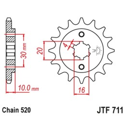 JT zębatka przednia 720 12 cagiva 125 W8/FRECCIA/PLANET/MITO/RAPROR '85-10' (72012JT) (ŁAŃC.520)