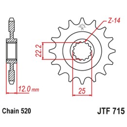 JT zębatka przednia 2102 12 gas gas ec 125/200/250/300/400/450/515 '00-18' (210212JT) (ŁAŃC.520)