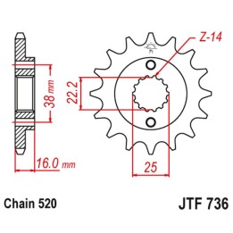 JT zębatka przednia 490 13 ducati monster 600/750/900 (49013JT) (łańc. 520)