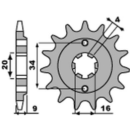 PBR zębatka przednia 2062 14 18NC yamaha yfs 200 blaster '88-'06 (JTF1554.14) (łańc. 520) (STD.+1) (made in italy)