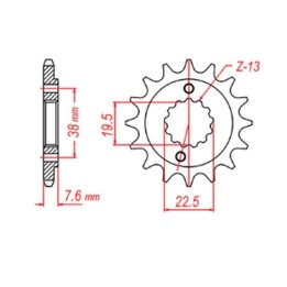 MTX parts zębatka przednia 2116 13 suzuki ltr 450 '06-'12, ltz 400 '03-'13, rmx 450 '10-'13, kawasaki kfx 400, hyosung te 450 (…