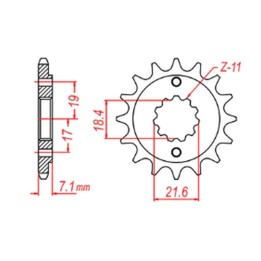 MTX parts zębatka przednia 2067 14 honda crf 250L '13-'15 (JTF1321.14) (można stosować jako 2506 14 oraz 2261 14) (łańc. 520)